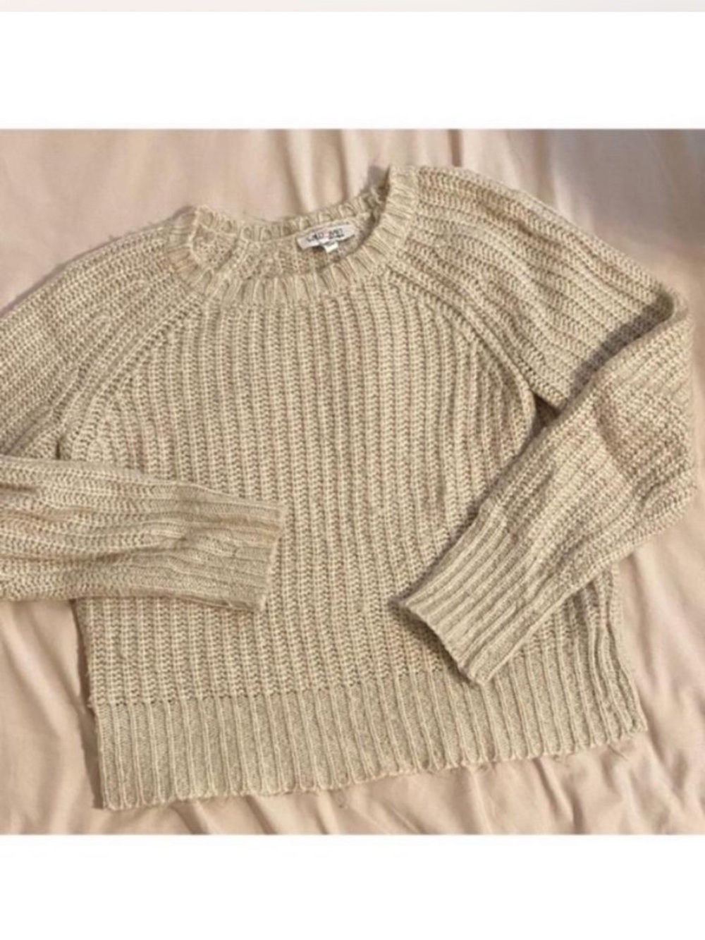 Cozy Cream Rib Knit Crewneck Sweater Sz S